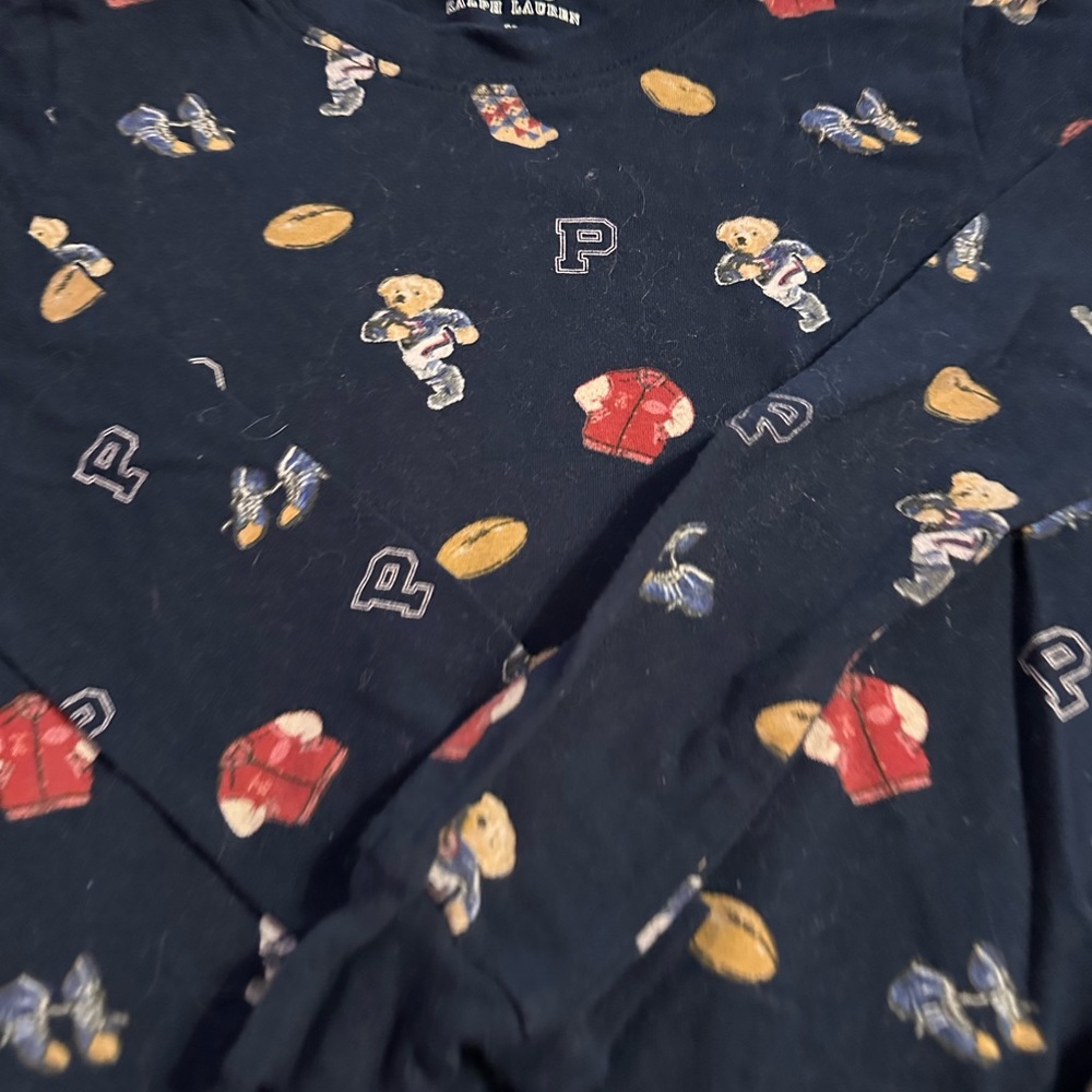 Boys Ralph Lauren football bear pajama set size 12 new without tags. Never worn - Picture 3 of 4
